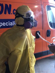 A Technician Preparing For A Water Cleanup And Mold Removal Job